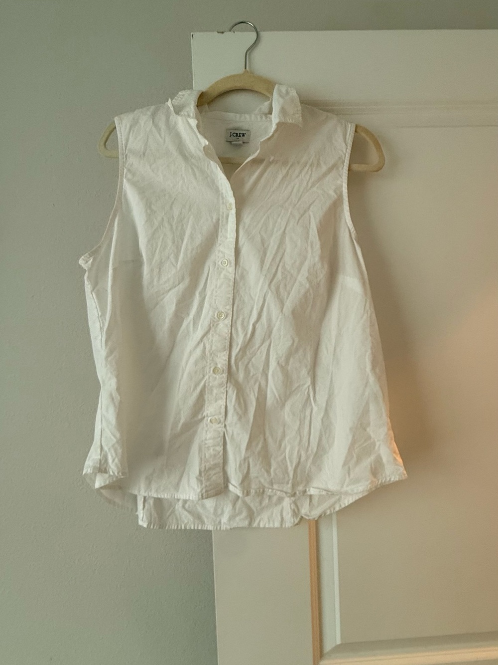 J.CREW White Cotton Sleeveless Button-Down Collared Blouse Topđ - Picture 5 of 8